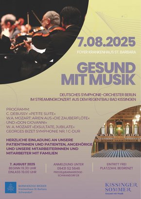 Veranstaltungsplakat zum Event Gesund mit Musik am 7. August 2025